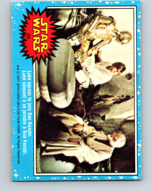 1977 OPC Star Wars #28 Luke agrees to join Ben Kenobi   V33675