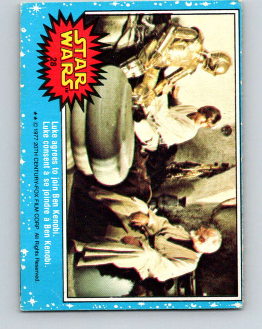 1977 OPC Star Wars #28 Luke agrees to join Ben Kenobi   V33678