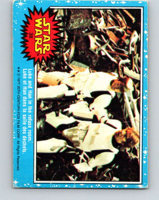 1977 OPC Star Wars #38 Luke and Han in the refuse room   V33737