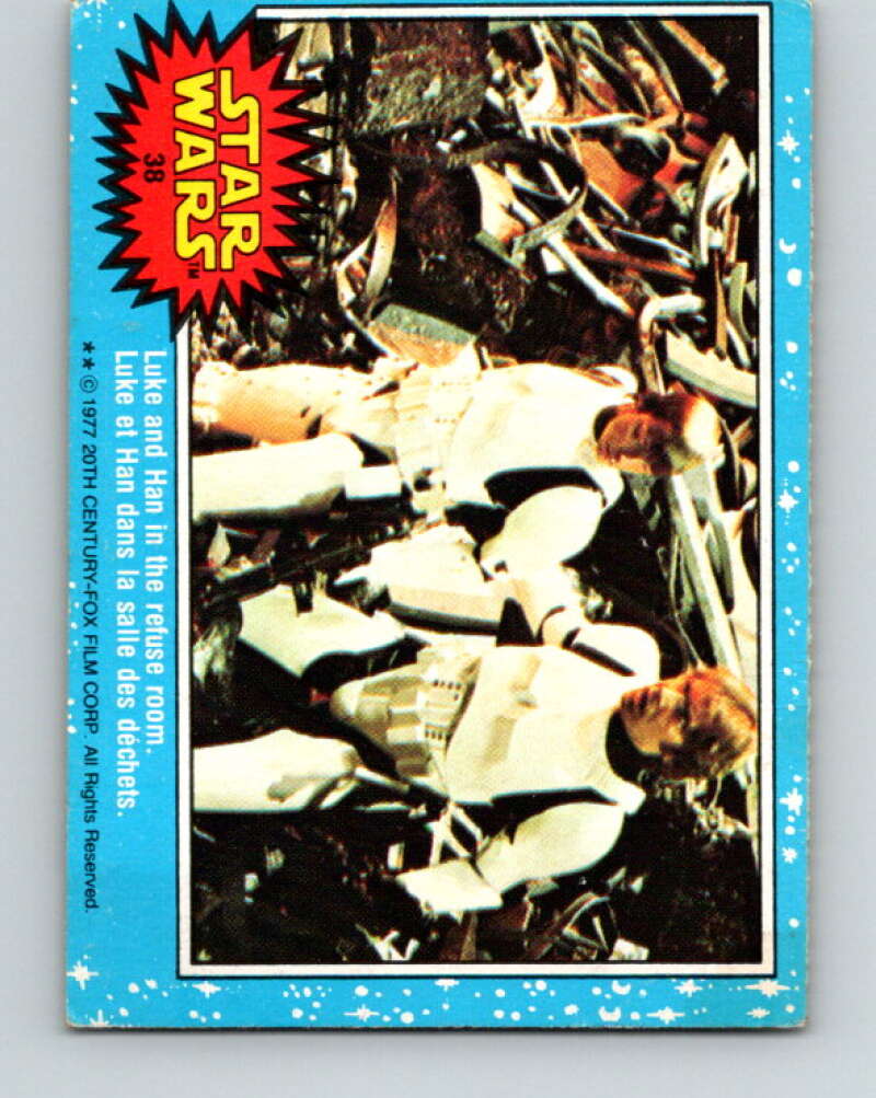 1977 OPC Star Wars #38 Luke and Han in the refuse room   V33739