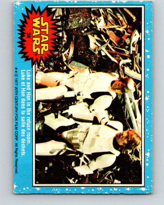 1977 OPC Star Wars #38 Luke and Han in the refuse room   V33740