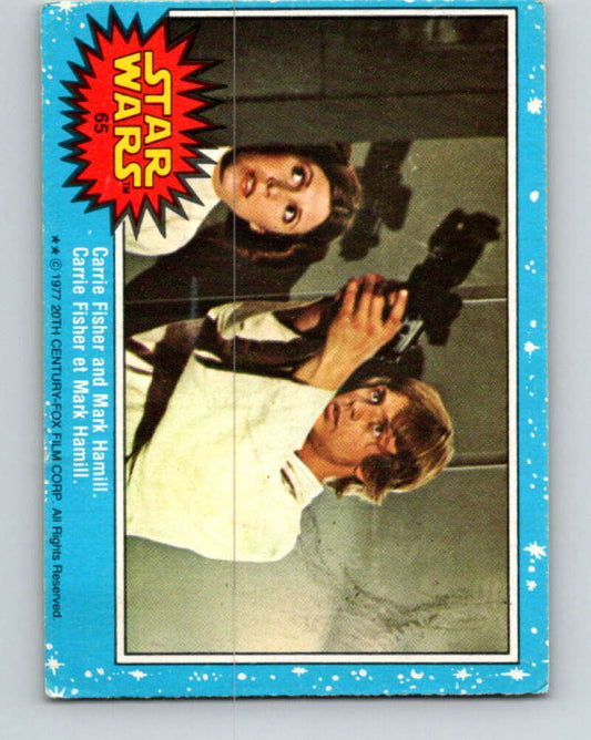 1977 OPC Star Wars #65 Carrie Fisher and Mark Hamill   V33894