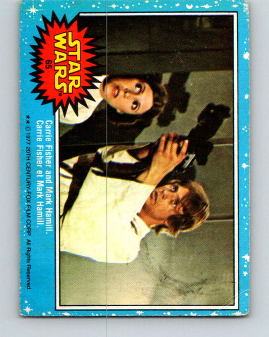1977 OPC Star Wars #65 Carrie Fisher and Mark Hamill   V33896