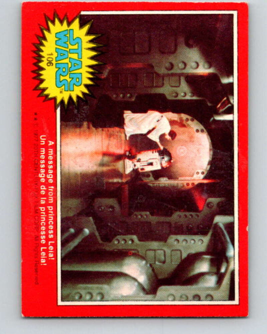 1977 OPC Star Wars #106 A message from Princess Leia!   V34234