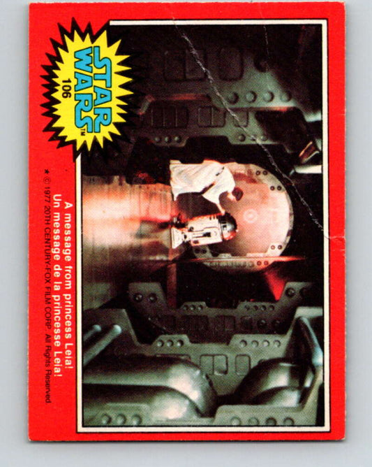 1977 OPC Star Wars #106 A message from Princess Leia!   V34236