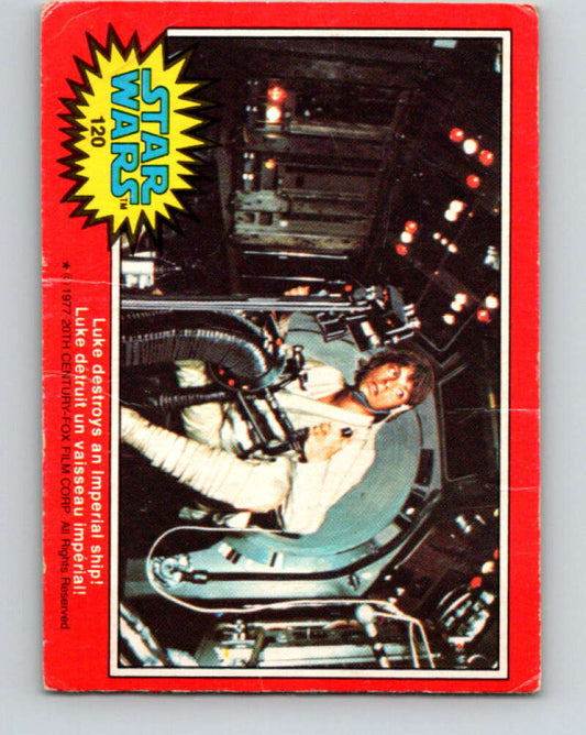 1977 OPC Star Wars #120 Luke destroys an Imperial ship!   V34349
