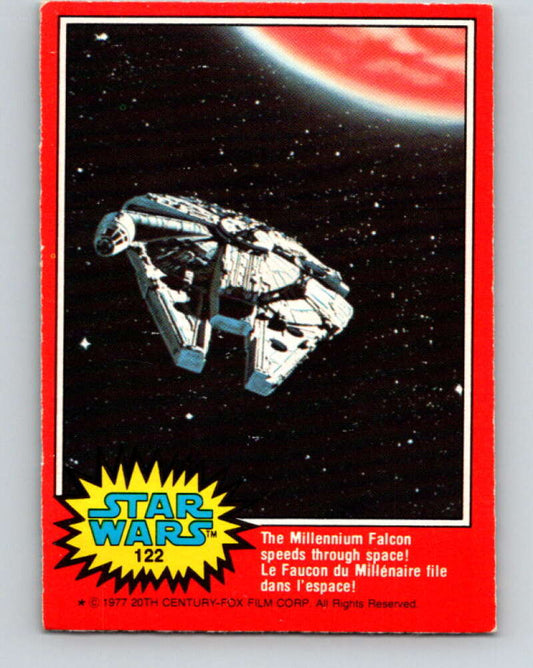1977 OPC Star Wars #122 The Millennium Falcon speeds space!   V34360