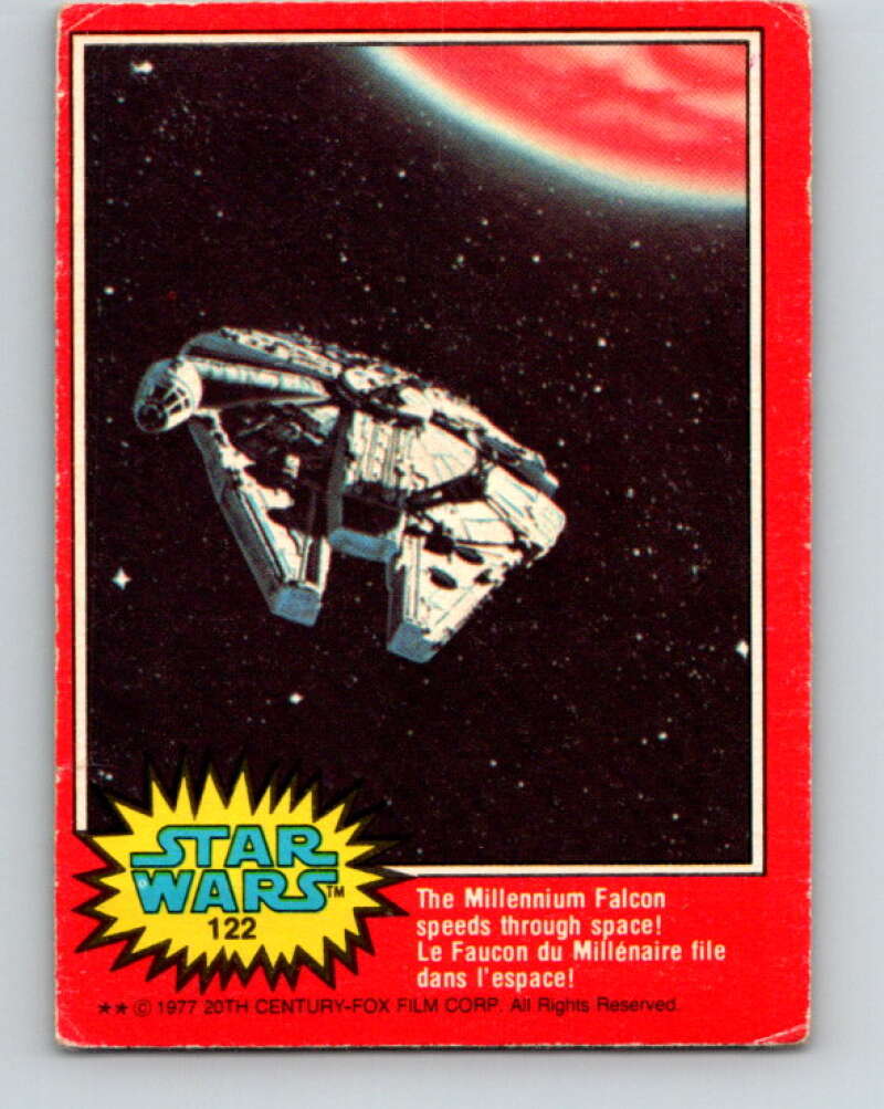 1983 OPC Star Wars #122 The Millennium Falcon speeds space!   V34366