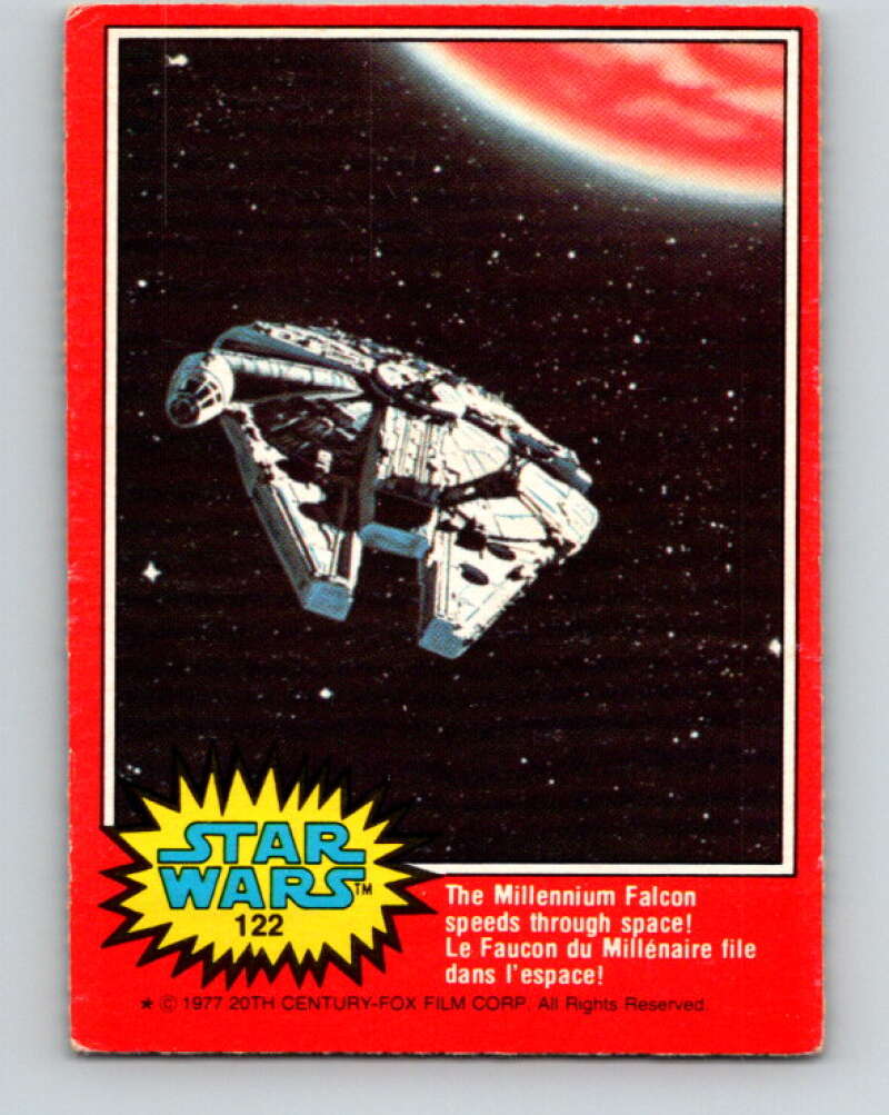 1986 OPC Star Wars #122 The Millennium Falcon speeds space!   V34369