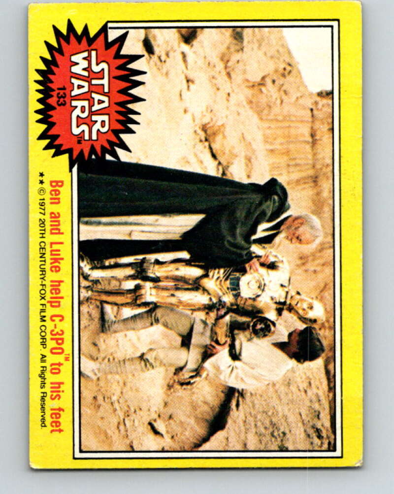 1977 Topps Star Wars #133 Ben and Luke help C-3PO to his feet   V34617