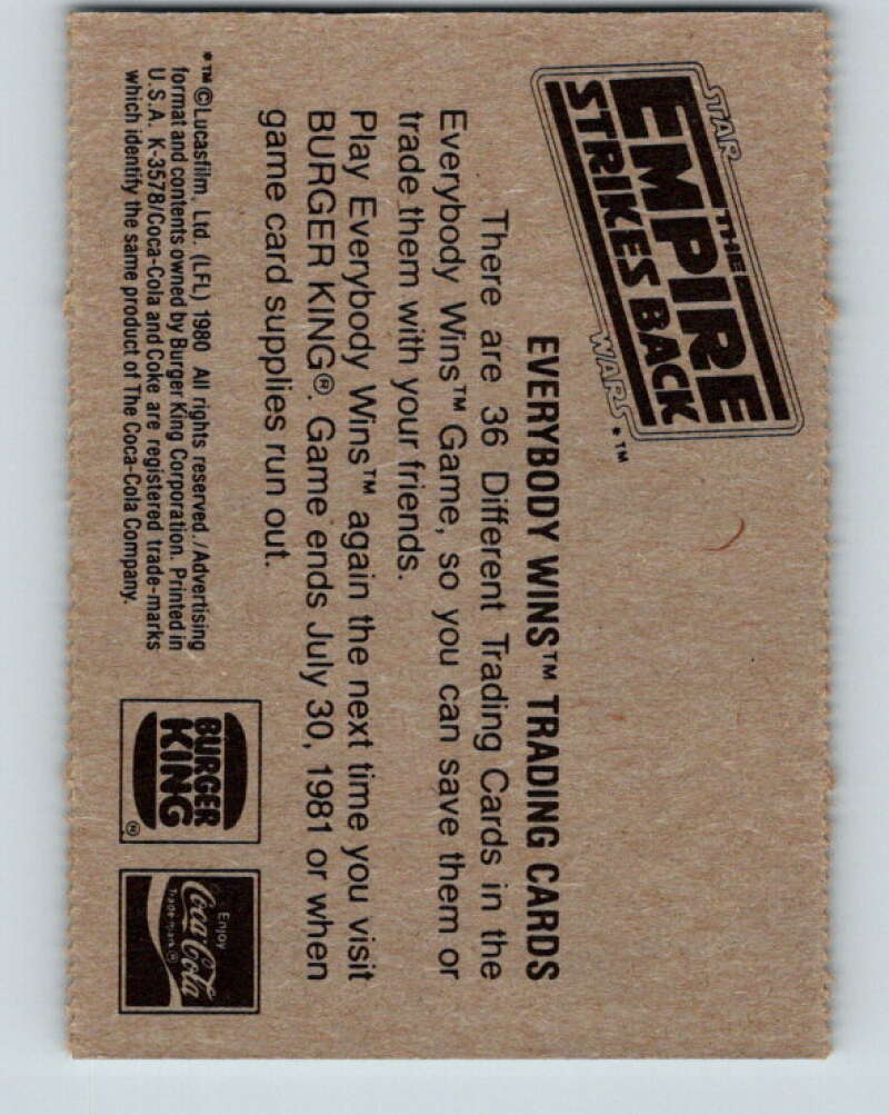 1980 Star Wars Burger King Pursued by the Empire  V34696