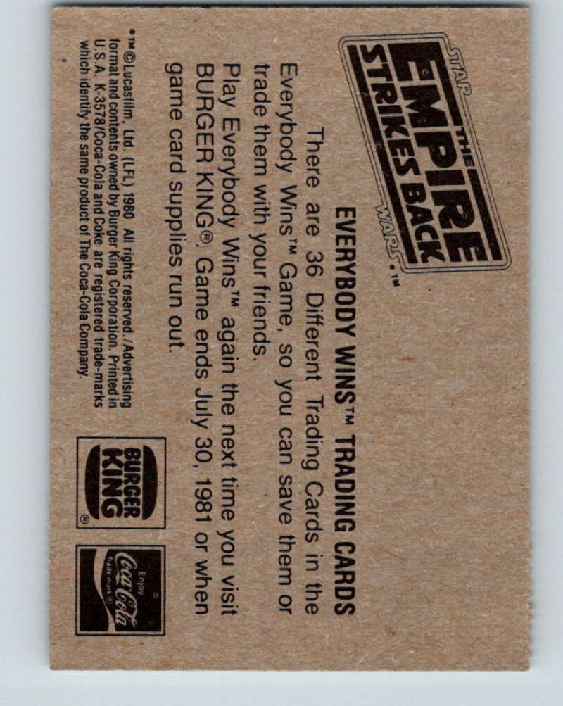 1980 Star Wars Burger King Luke's Training  V34713