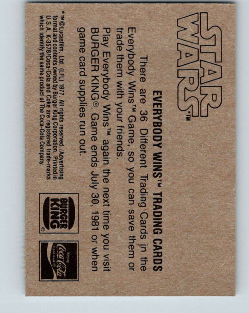 1977 Star Wars Burger King Weird Catina Patrons  V34721