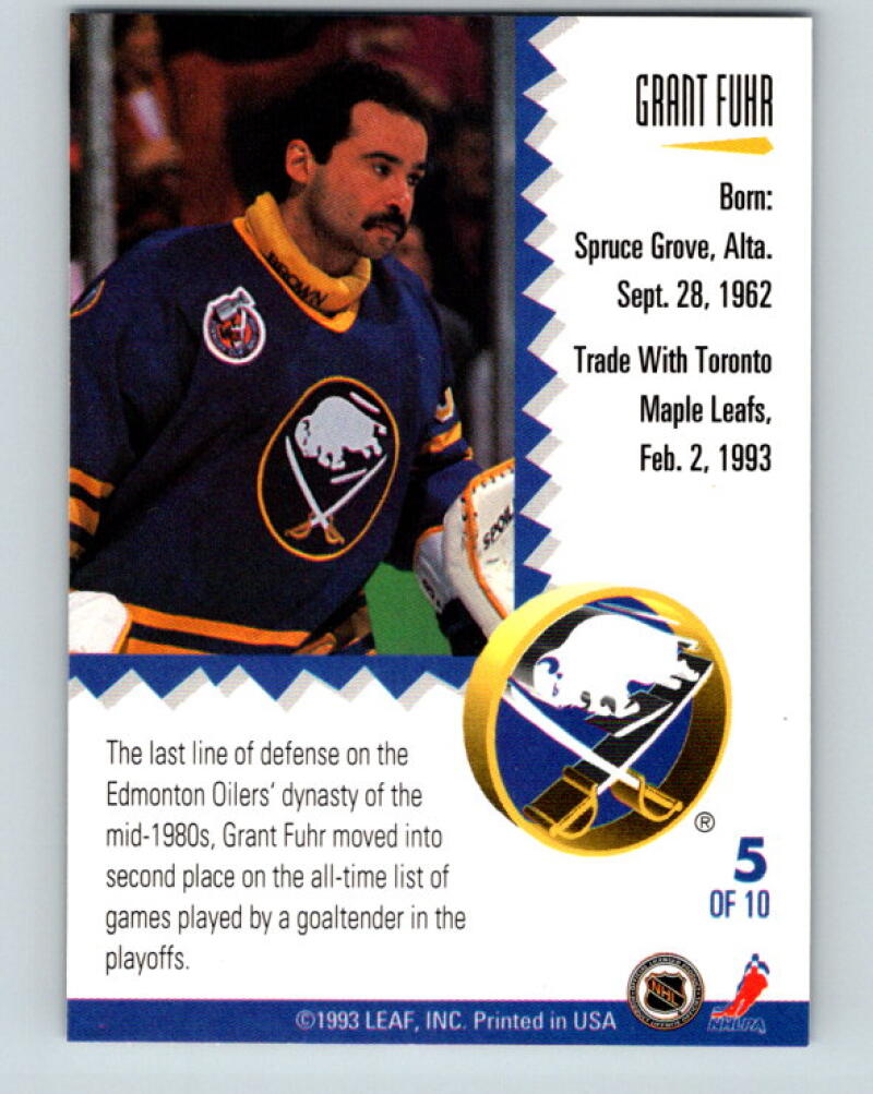 1993-94 Leaf Painted Warriors #5 Grant Fuhr Buffalo Sabres V35137