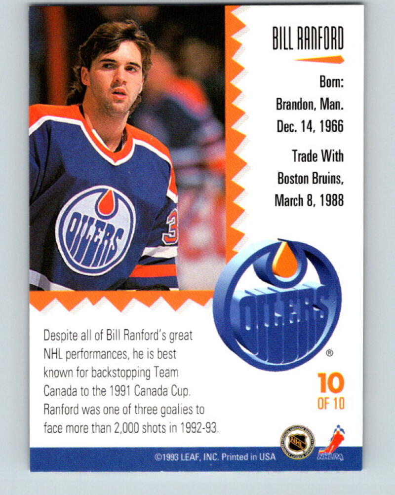 1993-94 Leaf Painted Warriors #10 Bill Ranford Edmonton Oilers V35140