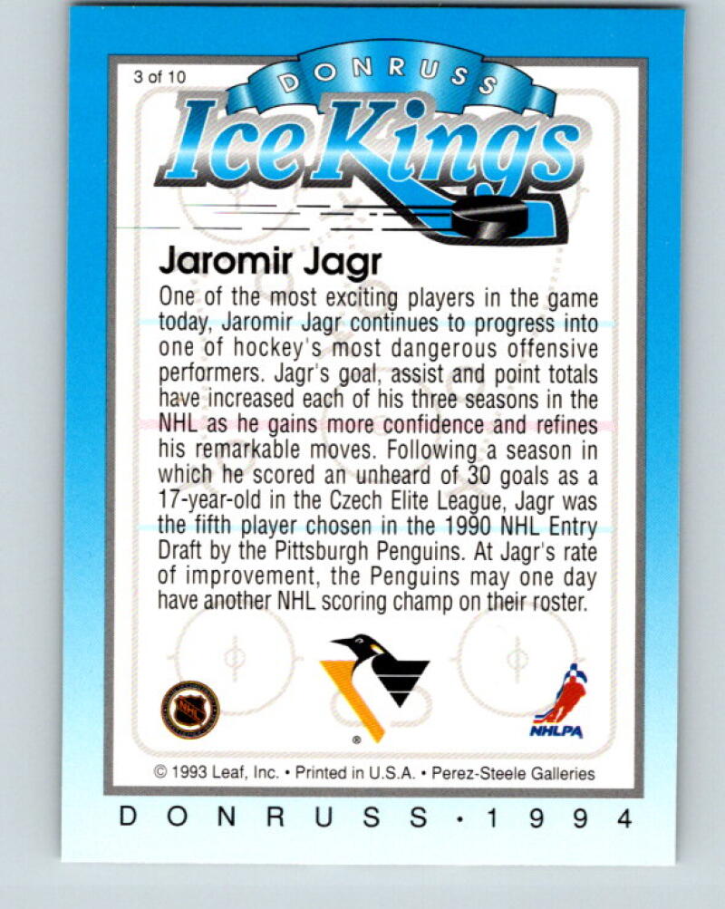 1993-94 Donruss Ice Kings #3 Jaromir Jagr Pittsburgh Penguins V35151