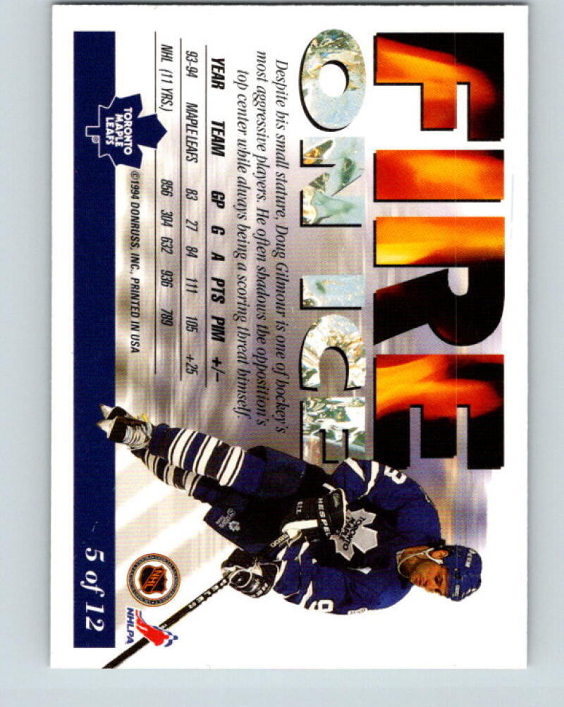 1994-95 Leaf Fire on Ice #5 Doug Gilmour MINT Toronto Maple Leafs V35166
