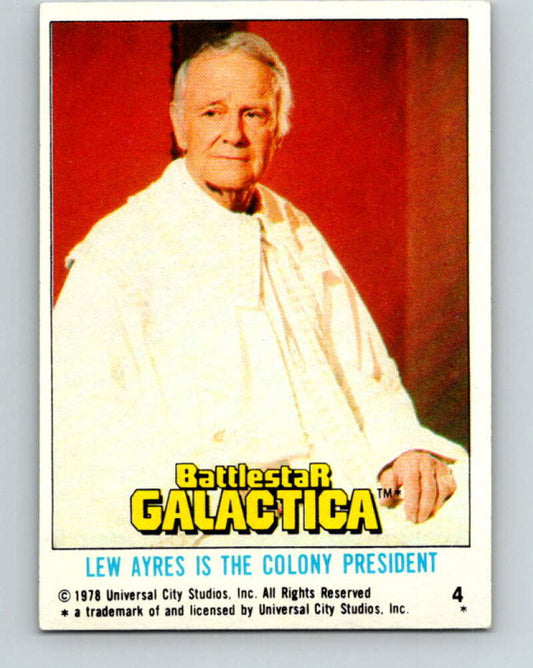1978 Topps Battlestar Galactica #4 Lew Ayres Is the Colony President   V35207