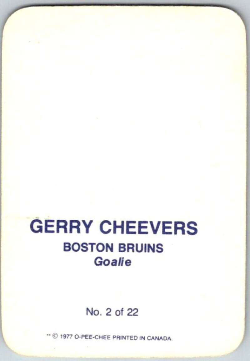 1977-78 O-Pee-Chee Glossy #2 Gerry Cheevers, Boston Bruins  V35499
