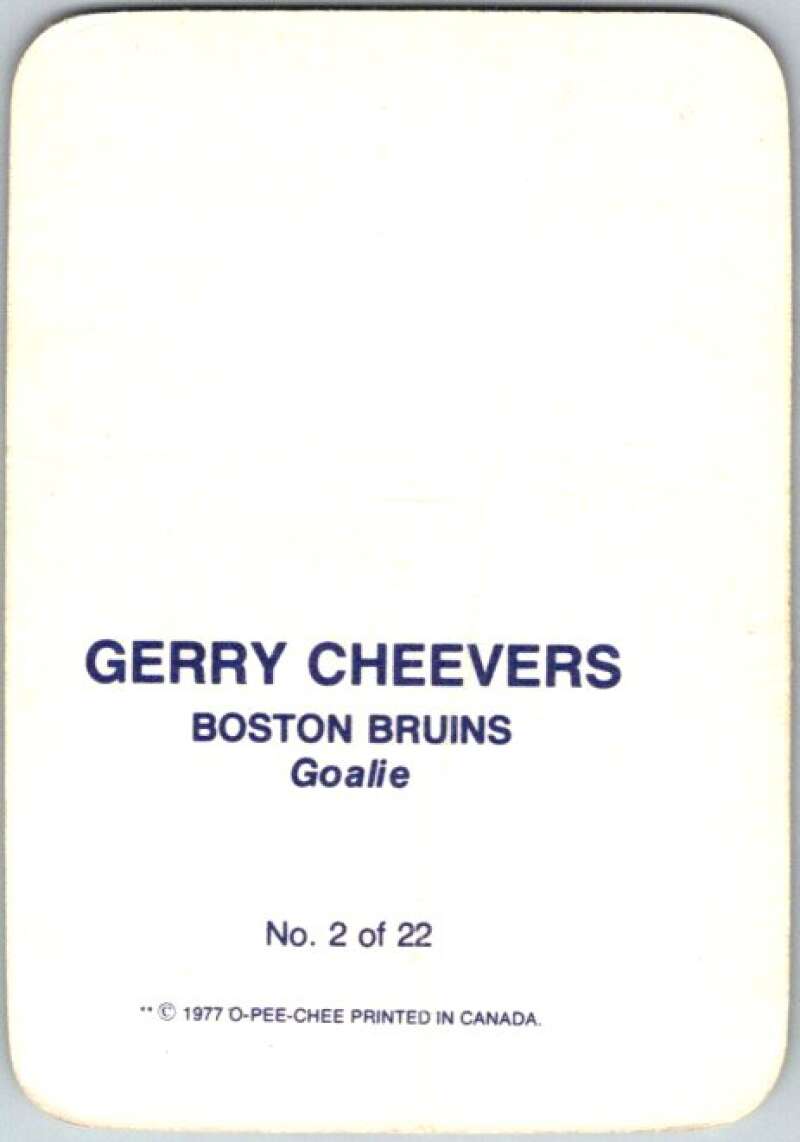 1977-78 O-Pee-Chee Glossy #2 Gerry Cheevers, Boston Bruins  V35502