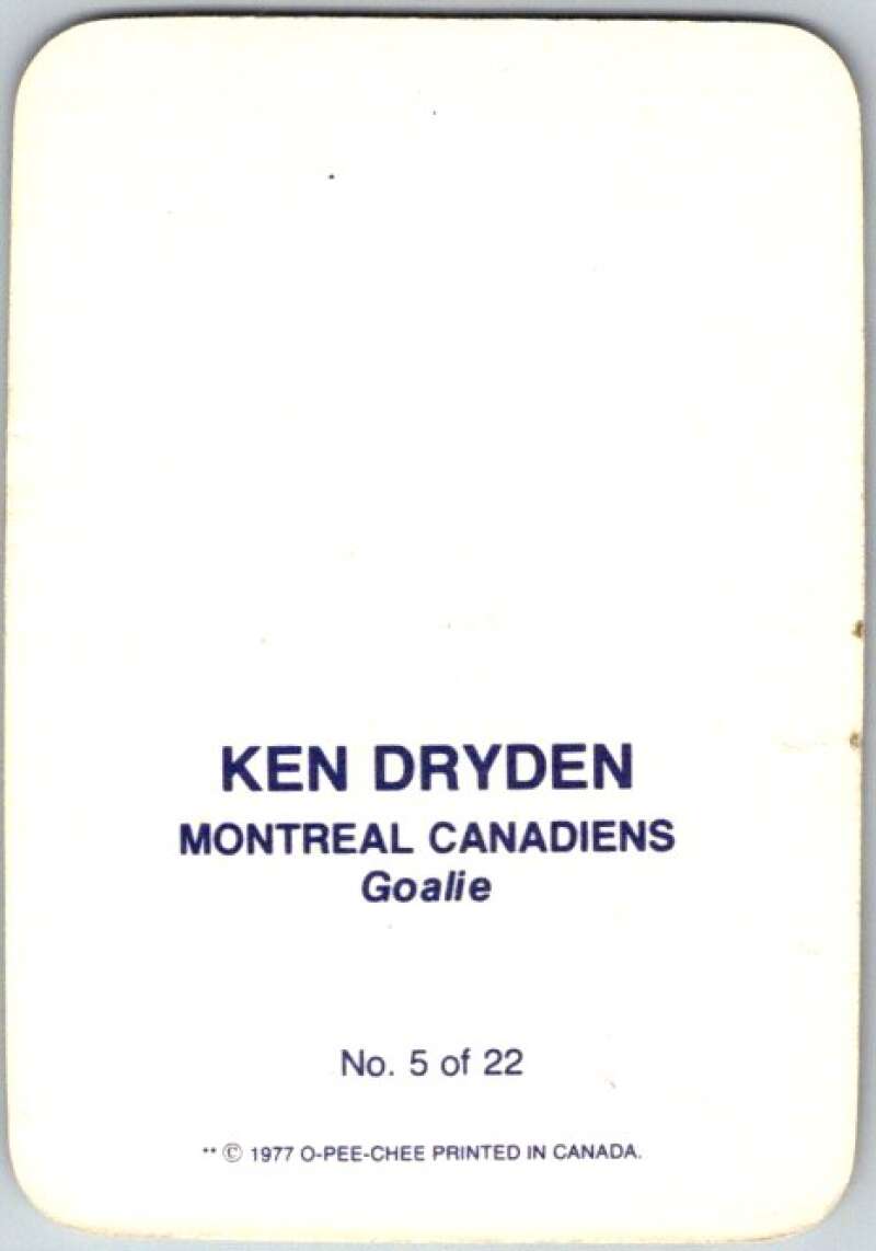 1977-78 O-Pee-Chee Glossy #5 Ken Dryden, Montreal Canadiens  V35515