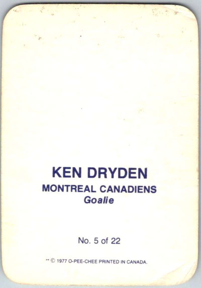 1977-78 O-Pee-Chee Glossy #5 Ken Dryden, Montreal Canadiens  V35516