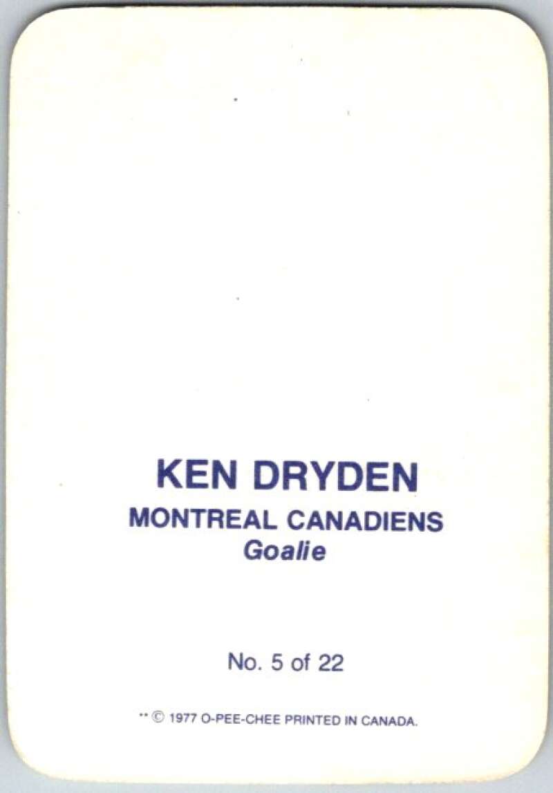 1977-78 O-Pee-Chee Glossy #5 Ken Dryden, Montreal Canadiens  V35524
