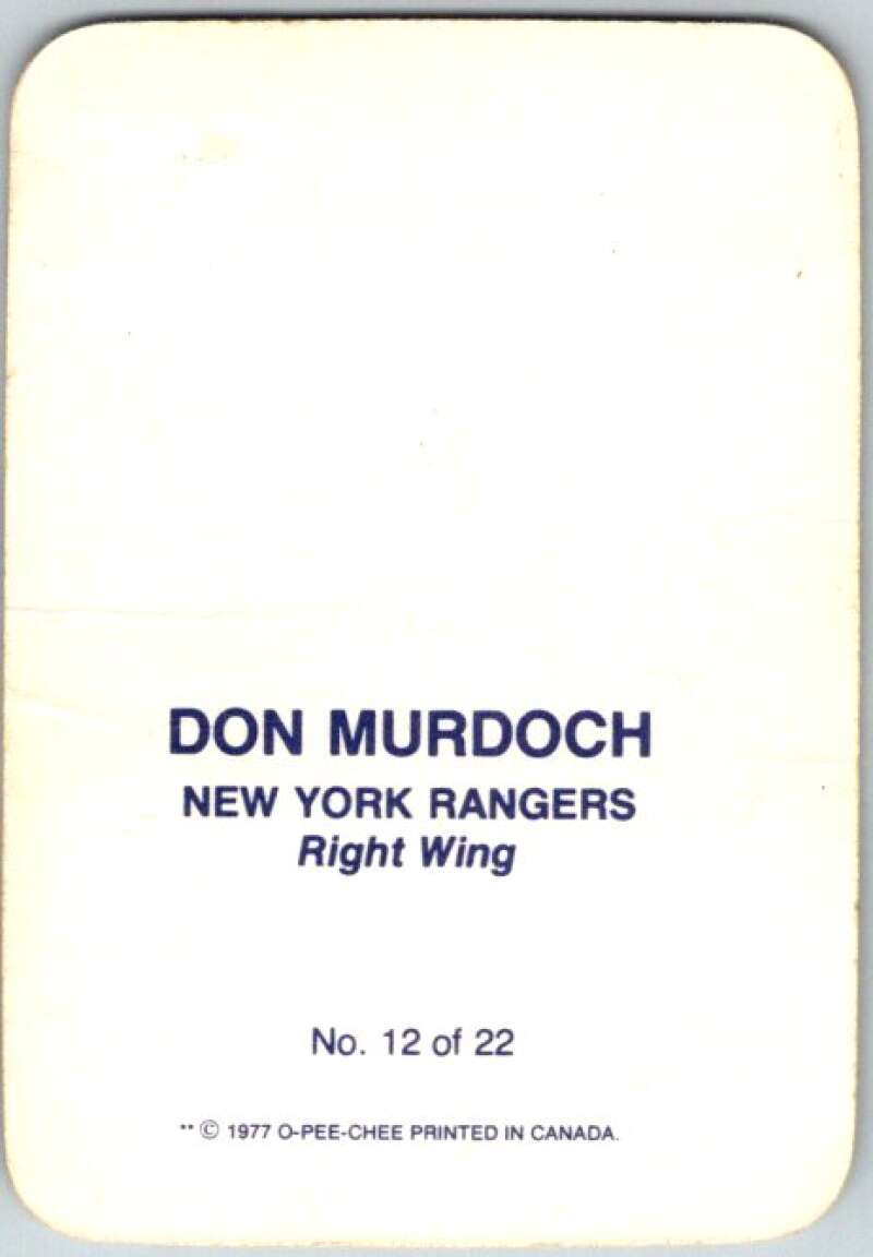1977-78 O-Pee-Chee Glossy #12 Don Murdoch, New York Rangers  V35568