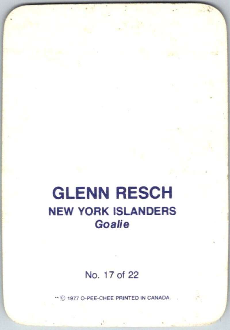 1977-78 O-Pee-Chee Glossy #17 Glenn Resch, New York Islanders  V35582
