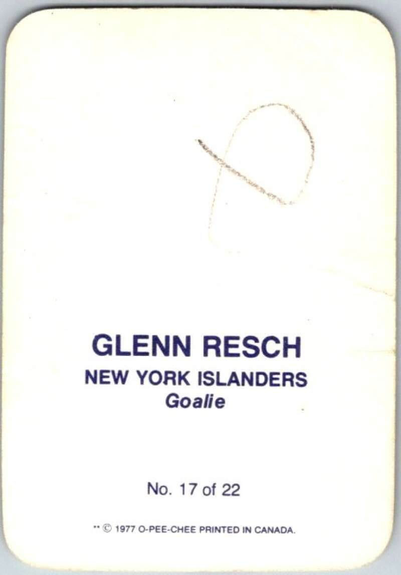 1977-78 O-Pee-Chee Glossy #17 Glenn Resch, New York Islanders  V35584