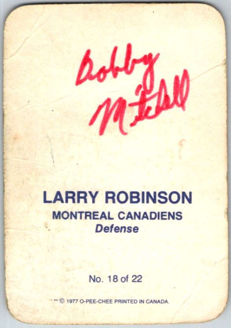 1977-78 O-Pee-Chee Glossy #18 Larry Robinson, Montreal Canadiens  V35590