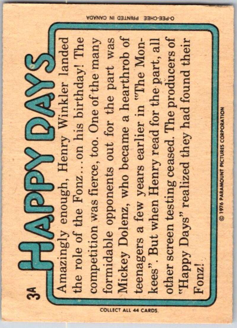 1979 O-Pee-Chee Happy Days #3 Only the Fonz  V35692