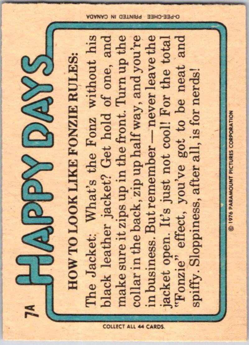 1978 O-Pee-Chee Happy Days #7 Live fast, die young  V35706