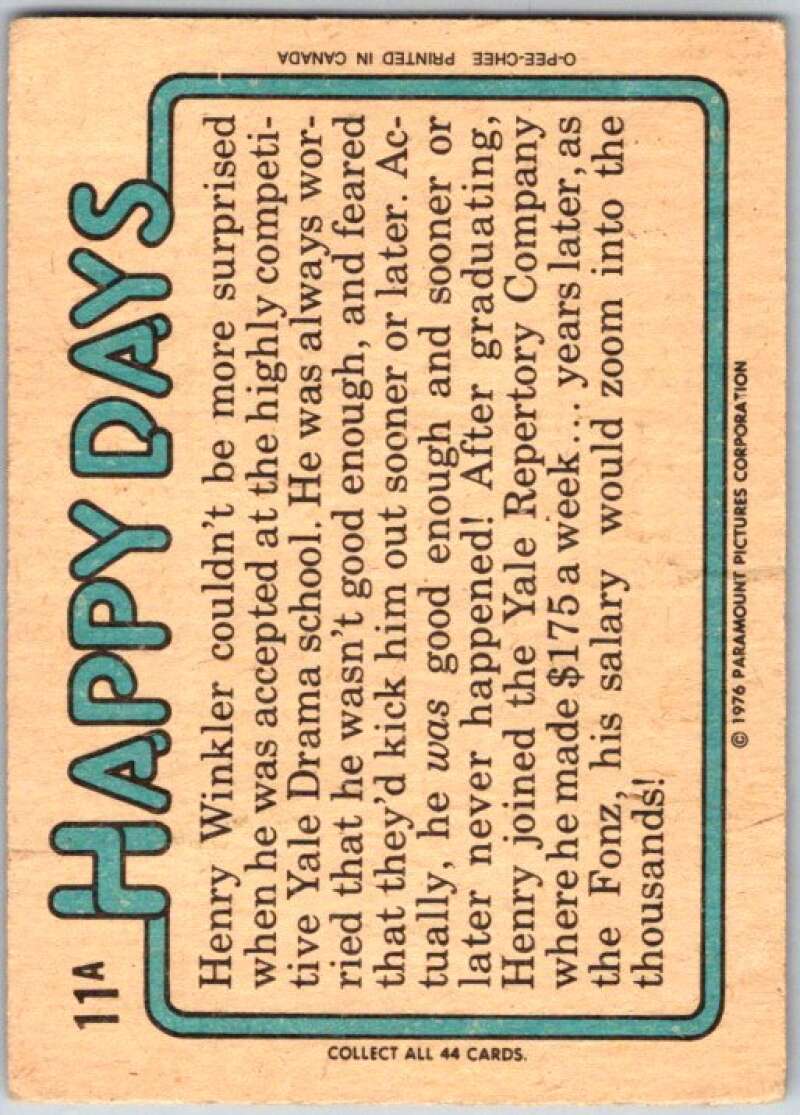 1978 O-Pee-Chee Happy Days #11 I think you ate your napkin  V35719