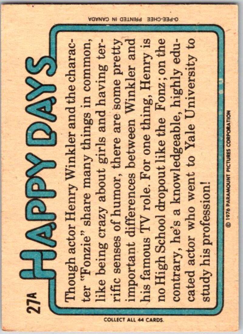 1978 O-Pee-Chee Happy Days #27 I had a big date last night,  V35751