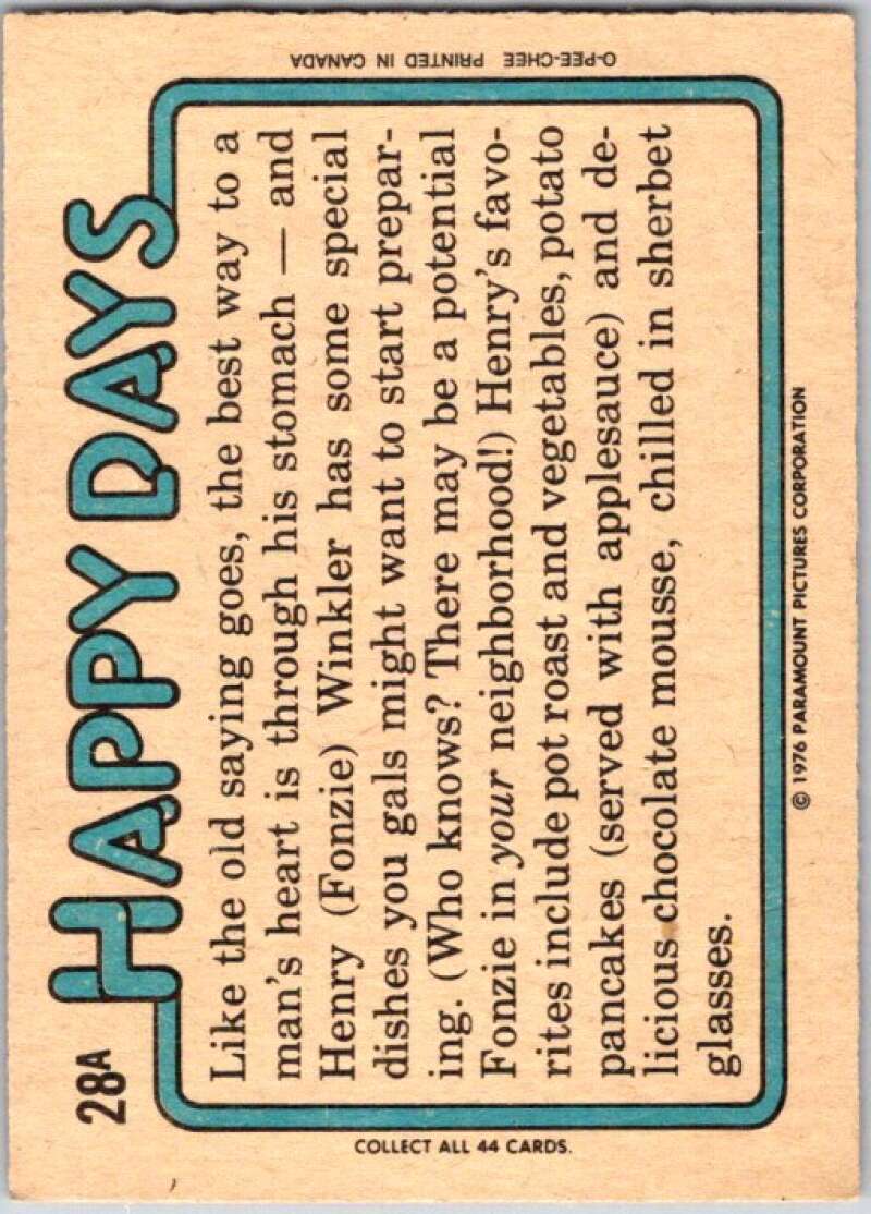 1977 O-Pee-Chee Happy Days #28 Fonze has a birthday party  V35754
