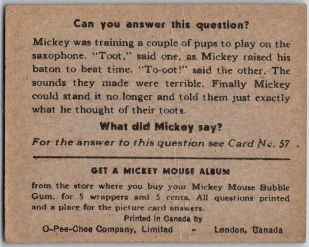 1935 O-Pee-Chee Mickey Mouse V303 #56 Pluto has left/what do you say  V35954