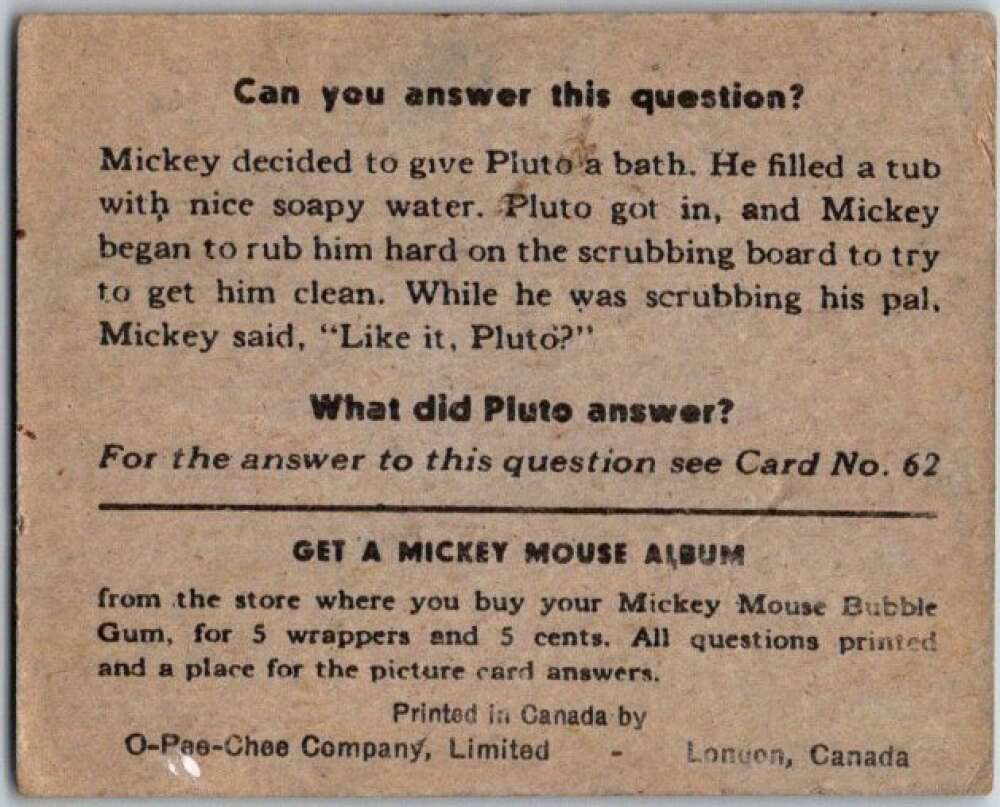1935 O-Pee-Chee Mickey Mouse V303 #61 Dishes the life  V35955