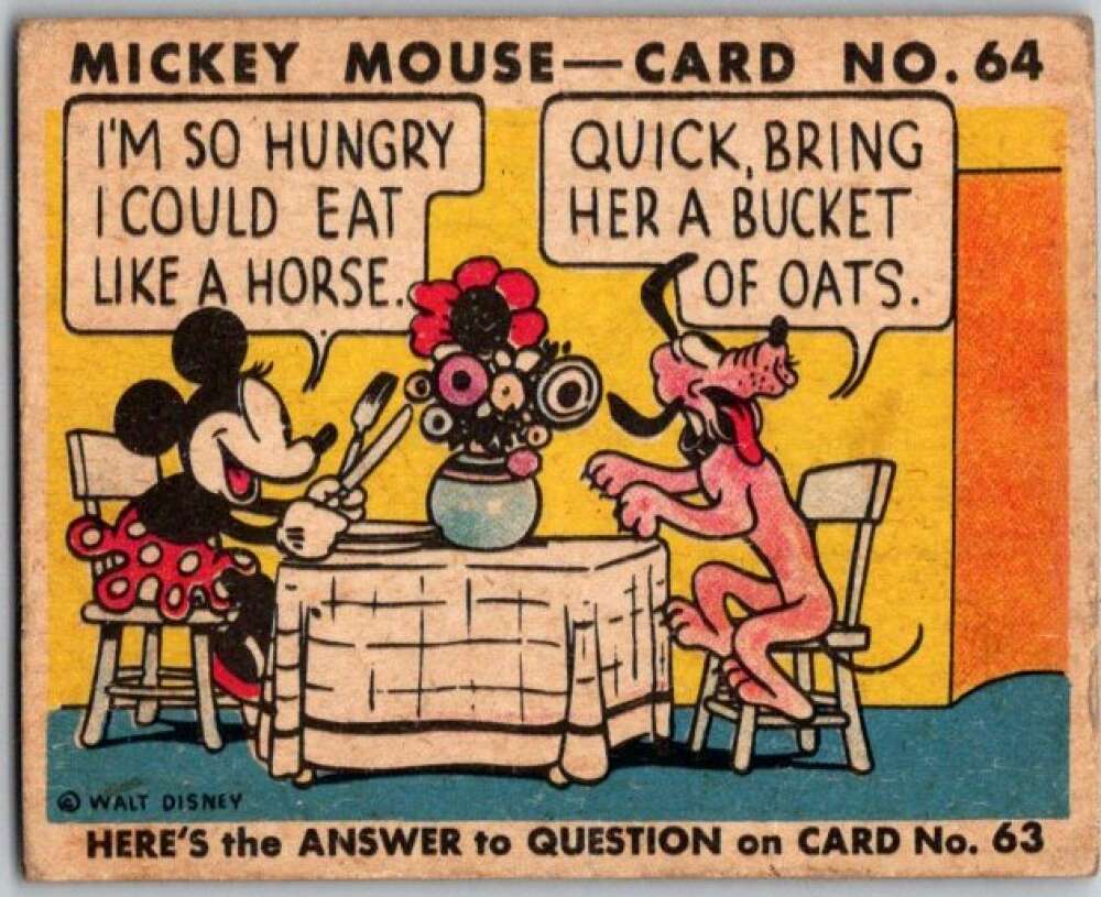 1935 O-Pee-Chee Mickey Mouse V303 #64 I'm so hungry I could eat like a horse  V35957