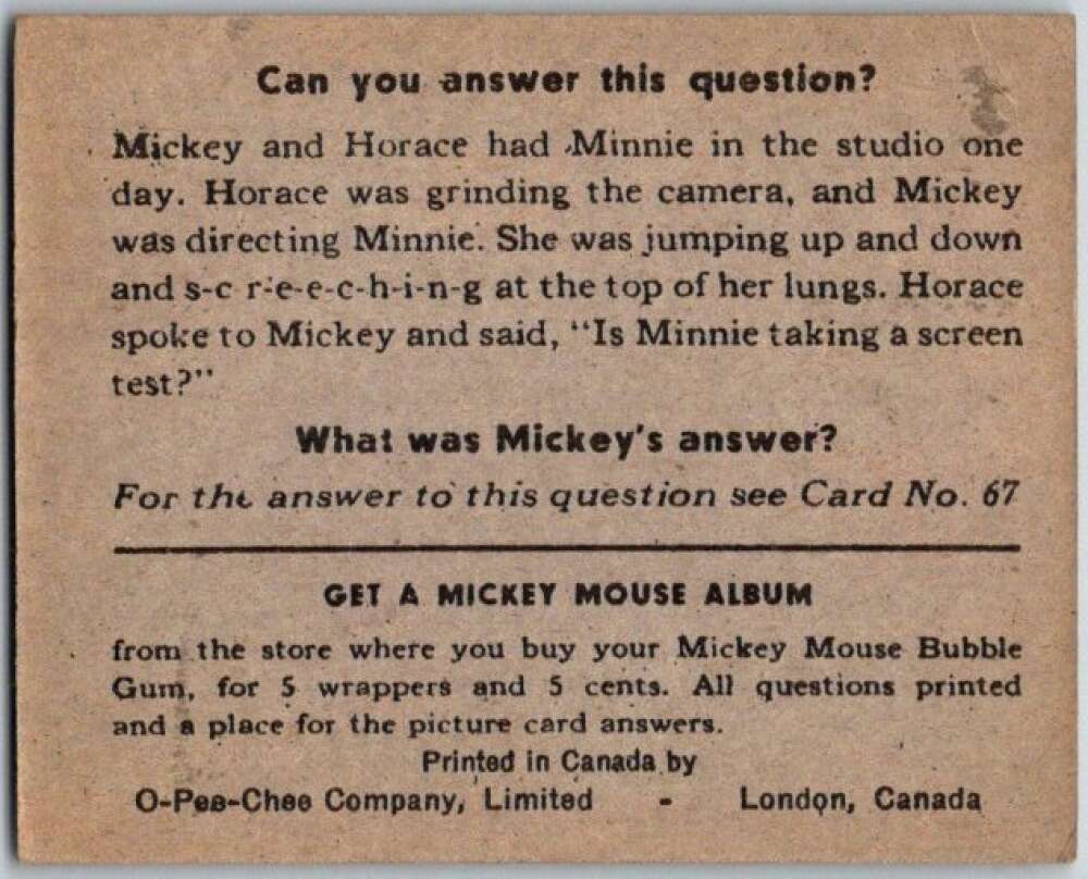 1935 O-Pee-Chee Mickey Mouse V303 #66 Sure there's fish in here  V35959