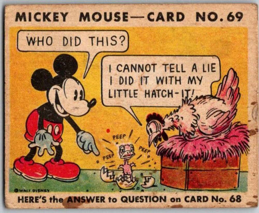 1935 O-Pee-Chee Mickey Mouse V303 #69 Who did this/I cannot tell a lie  V35961