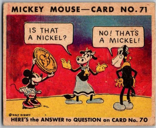 1935 O-Pee-Chee Mickey Mouse V303 #71 Is that a nickel/No/that's a mickel  V35963