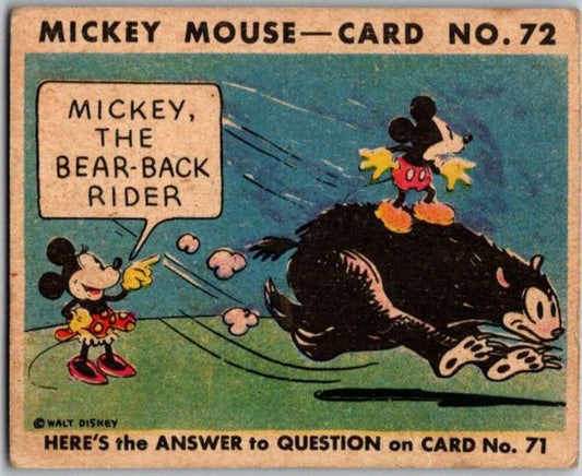 1935 O-Pee-Chee Mickey Mouse V303 #72 Mickey/the bear-back rider  V35964