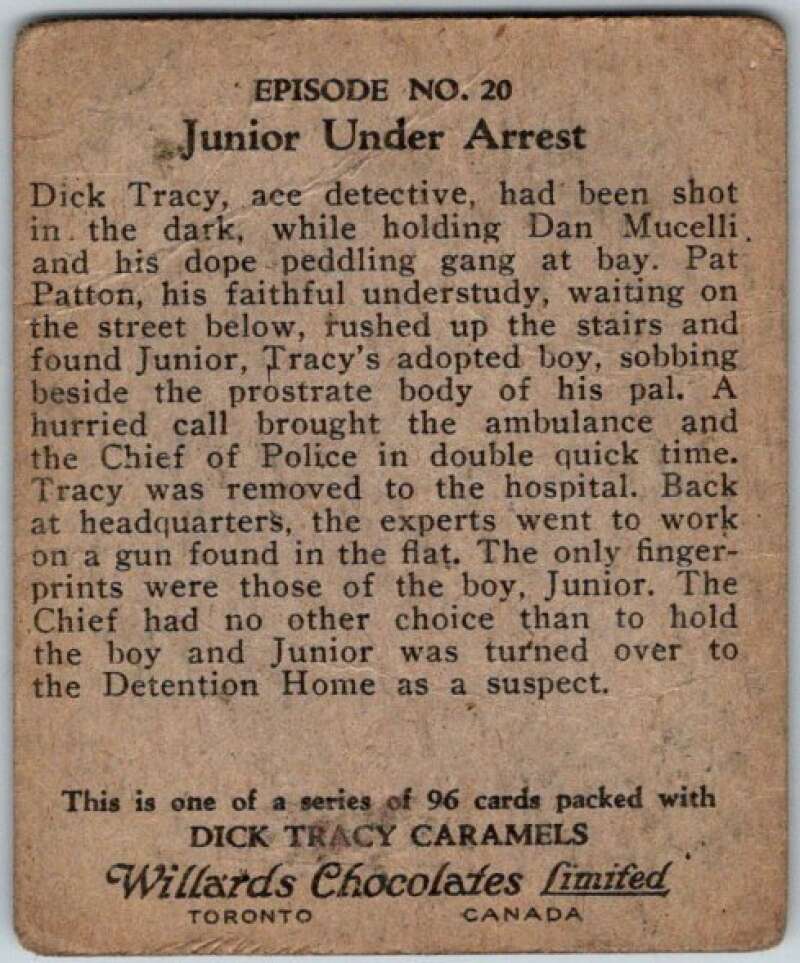 1937 Caramels Dick Tracy #20 Suspected of Shooting Tracy   V36147