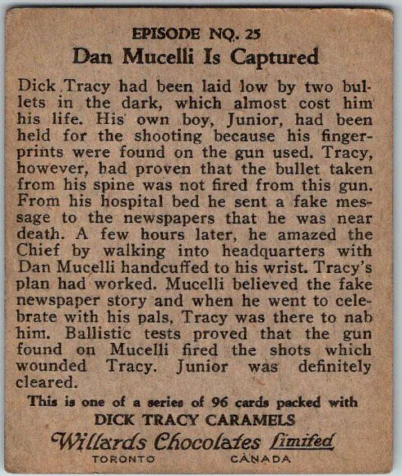 1937 Caramels Dick Tracy #25 Mucelli Is fooled   V36151