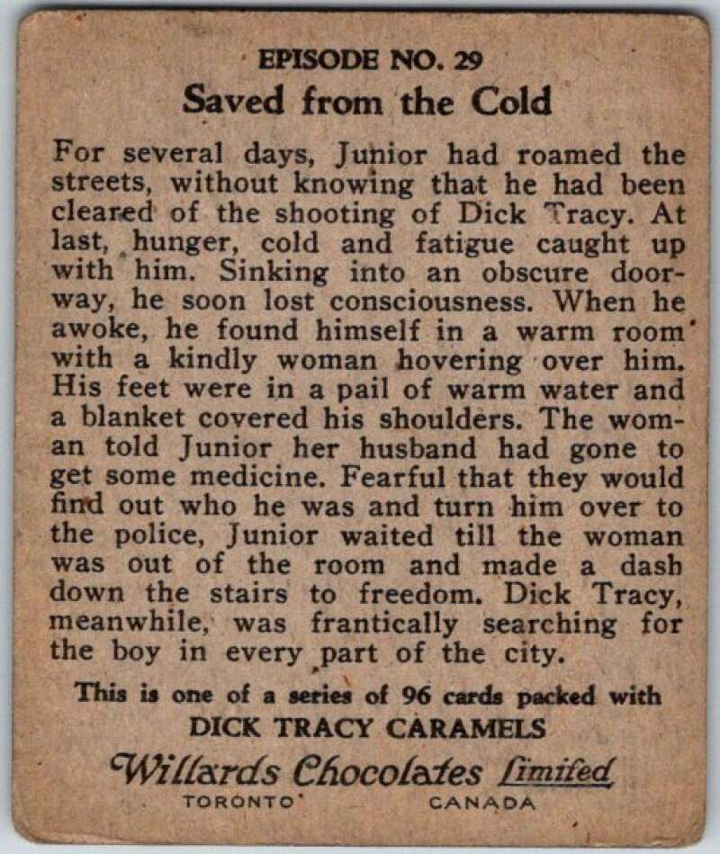1937 Caramels Dick Tracy #29 A Surprise Awakening   V36153