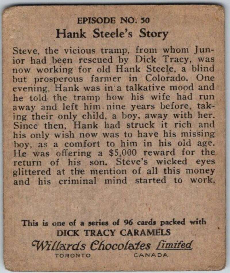1937 Caramels Dick Tracy #50 Hank Steele's Story   V36163