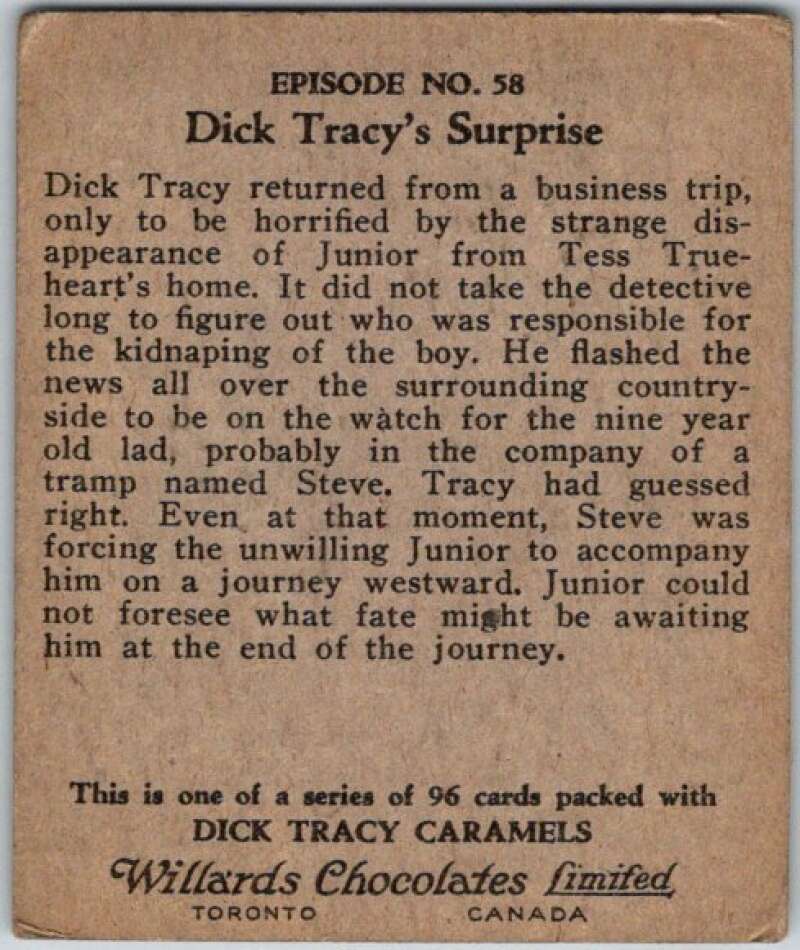 1937 Caramels Dick Tracy #58 Dick Tracy's Surprise   V36168