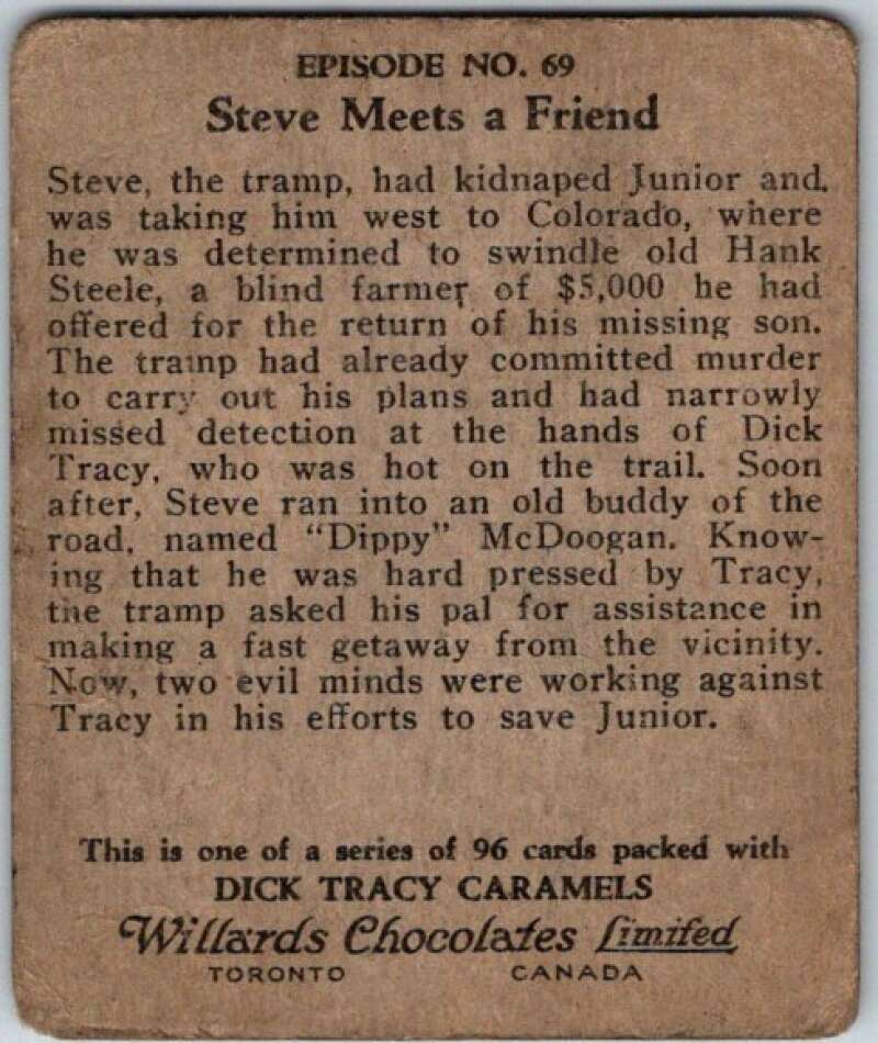 1937 Caramels Dick Tracy #69 Steve Meets a Friend   V36172