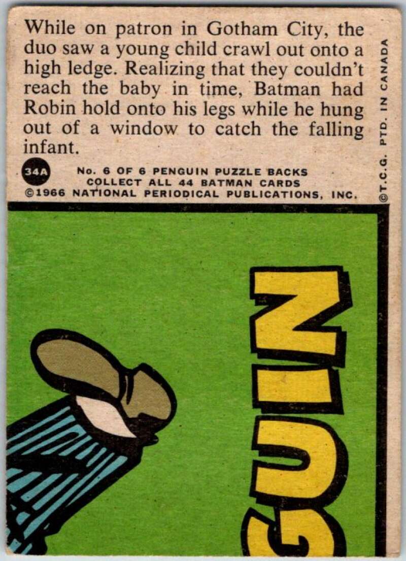1966 Topps Batman Series Red Bat #34 The Batman Baby Sitter   V36311